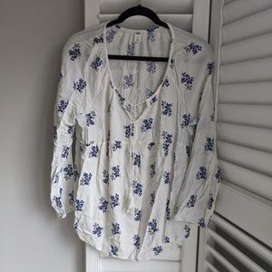 Old Navy Floral Tunic Shirt with tassel ties